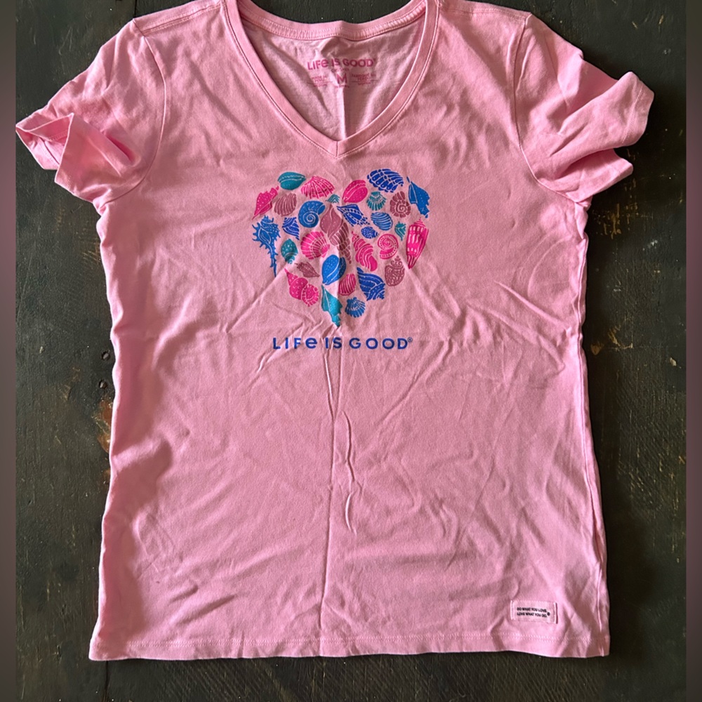 Life is Good Crusher V-neck tshirt - women’s size M. NWOT!